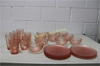 30 Piece Pink Arcora Glasses, Bowls & More