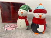 Cute snowman and penguin salt and pepper shakers
