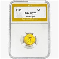 1986 $5 1/10oz Gold Eagle PGA MS70