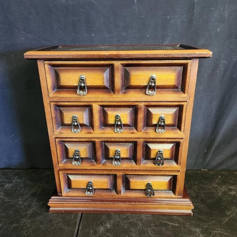 Wooden jewelry box with 4 drawers