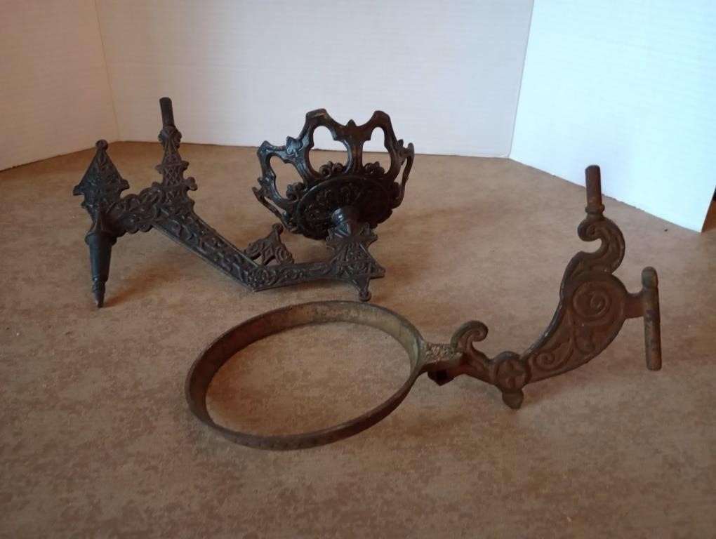 2 antique cast iron wall sconce candle/lantern