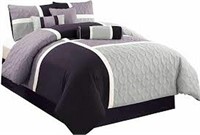 CHEZMOI 7-PCS COMFORTER SET QUEEN LAVENDER PURPLE