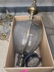 Outdoor Lamp Post Light and Railroad Pressure Gage