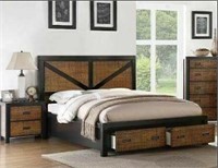 Two Toned Rustic Storage CAL KING Bed
