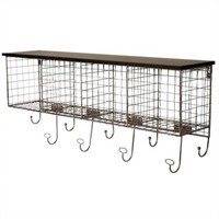 Black Wire 4-cubby Wall Shelf and Hangers