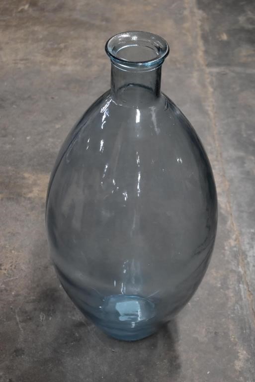 Large 22" Blue Glass Vase for Decor