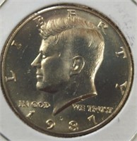 Uncirculated 1987 d. Kennedy half dollar