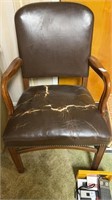 Wooden and leather chair only
