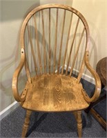 Windsor Back Bent Arm Chair  Saddle Seat Spindle