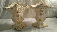 Pair of ceramic floral decor vases
