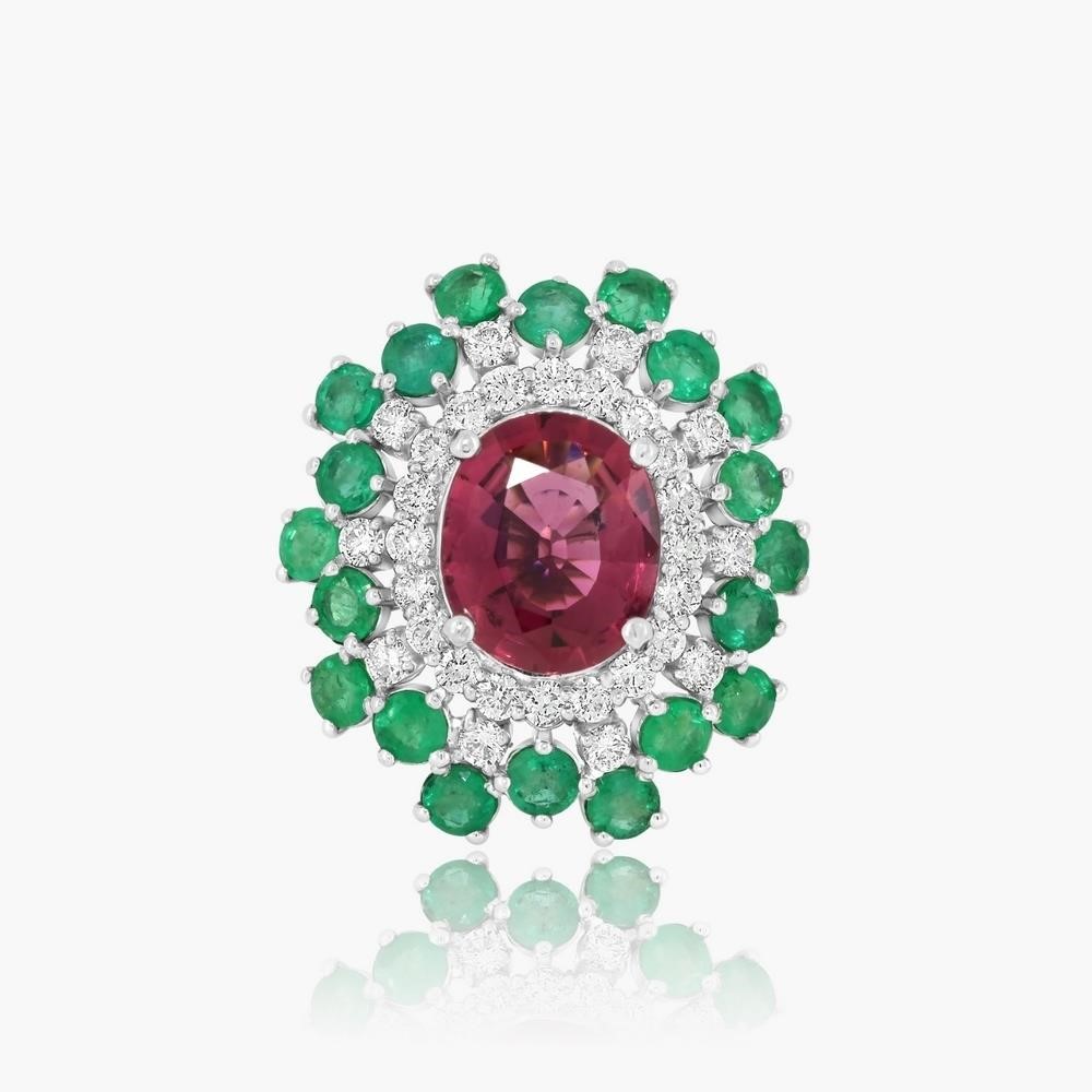 14K WHITE GOLD 2.66CT TOURMALINE 0.80CT DIAMOND 2.