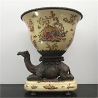 CERAMIC BOWL WITH BRONZE BASE OF A SEATED CAMEL