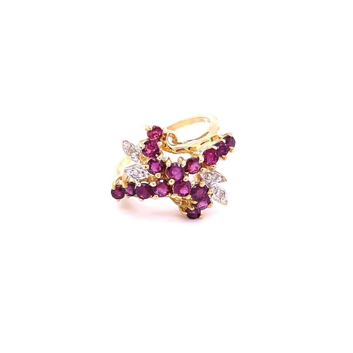 14K YELLOW GOLD RUBY AND DIAMOND FASHION RING