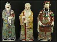 THREE ANTIQUE CHINESE PORCELAIN MEN GROUP
