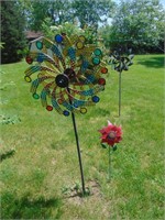 2 Whirlygigs and Metal Sunflower