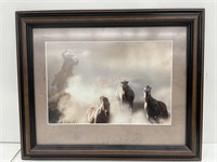 Western Cowboy and Horse Framed Poster Print