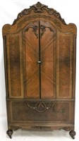 Vintage carved & inlaid 2 door wardrobe