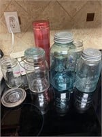 antique mason jars and kitchen items