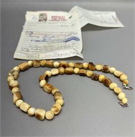 Vintage Genuine Walrus Ivory necklace w/org recpt.