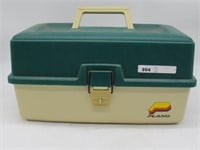 LARGE TACKLE BOX WITH LURES, STRING, HOOKS & MORE