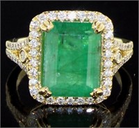 14kt Gold 5.78 ct GIA Emerald & Diamond Ring