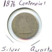 1876 Seated Liberty Silver Quarter