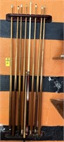 Pool Sticks And Rack