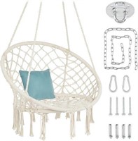 Boho Hanging Swing Chair Cotton Crochet Indoor Out