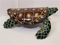 Large metal sea turtle sculpture