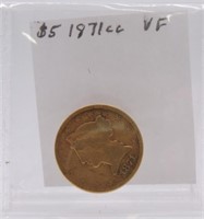 1871-CC $5 Gold Liberty VF