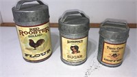 3 metal canisters