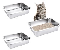 3 Pack - Stainless Steel Cat /Kitty Litter Box