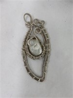 STERLING SILVER MOTHER OF PEARL PENDANT 2.25"