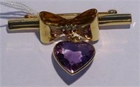 14K GOLD WITH AMETHYST PIN