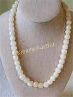 White & gold  Jade Necklace 20"