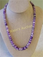 Silver & Graduating Amethyst Bead Necklace