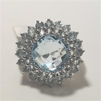 $400 Silver Blue Topaz Ring