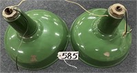 2 16" Green Porcelain Industrial Light