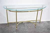 Semi Circle Glass Top Brass Entry Console Table