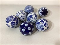 Porcelain Asian Blue & White Decorative Balls