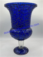 Cobalt Glass Blue Stained Mosaic Clay Vase