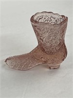 Pink Dusty Rose Daisy And Button Glass Boot 4