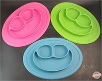 Lot of 3 SIlicone Stay-Put Divided Baby Plates