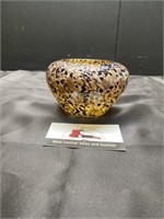 Brown spotter blown glass bowl