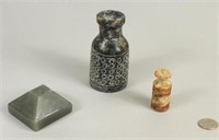 Three Chinese Carved Jade & Stone Items