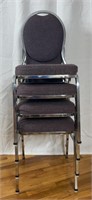 4 Metal Stackable Chairs W/ Back & Seat Cushions