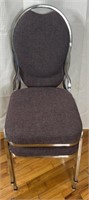3 Metal Stackable Chairs W/ Back & Seat Cushions