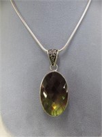 STERLING PURPLE AND YELLOW STONE NECKLACE 16"