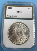 1889 Morgan silver dollar MS65 by PCI       (33)