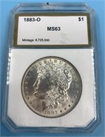 1883 O Morgan silver dollar MS63 by PCI       (33)
